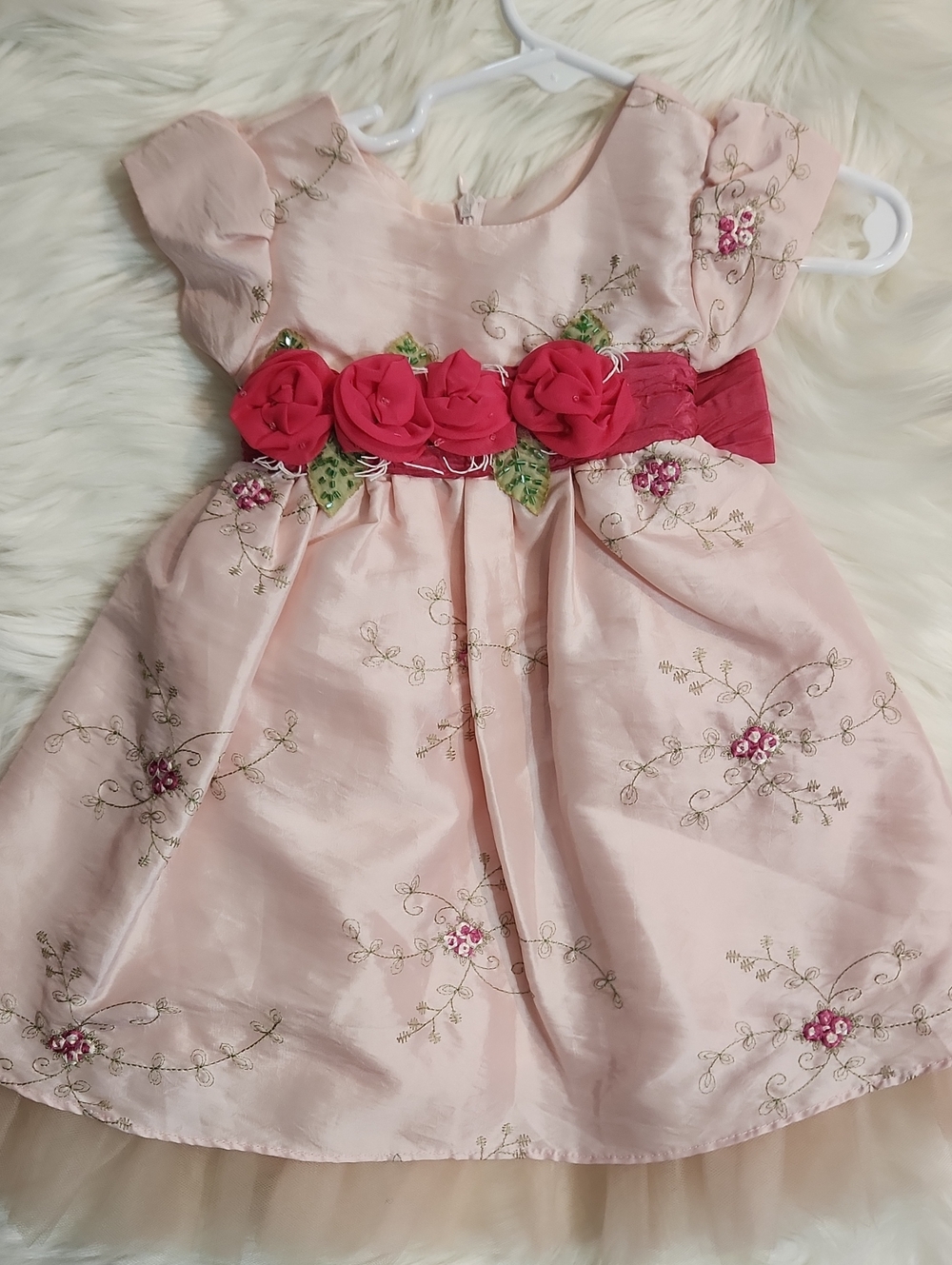 Pink Floral Embroidered Dress  - Size:18-24m - Brand: Blue Star Imports